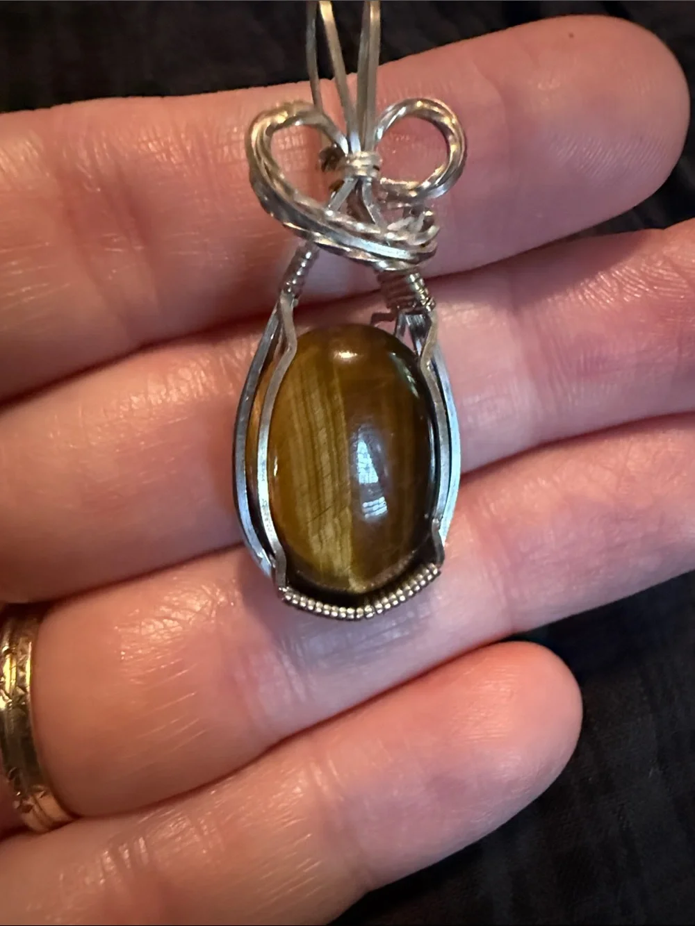 Tiger's Eye Wire-Wrapped Pendant Slider